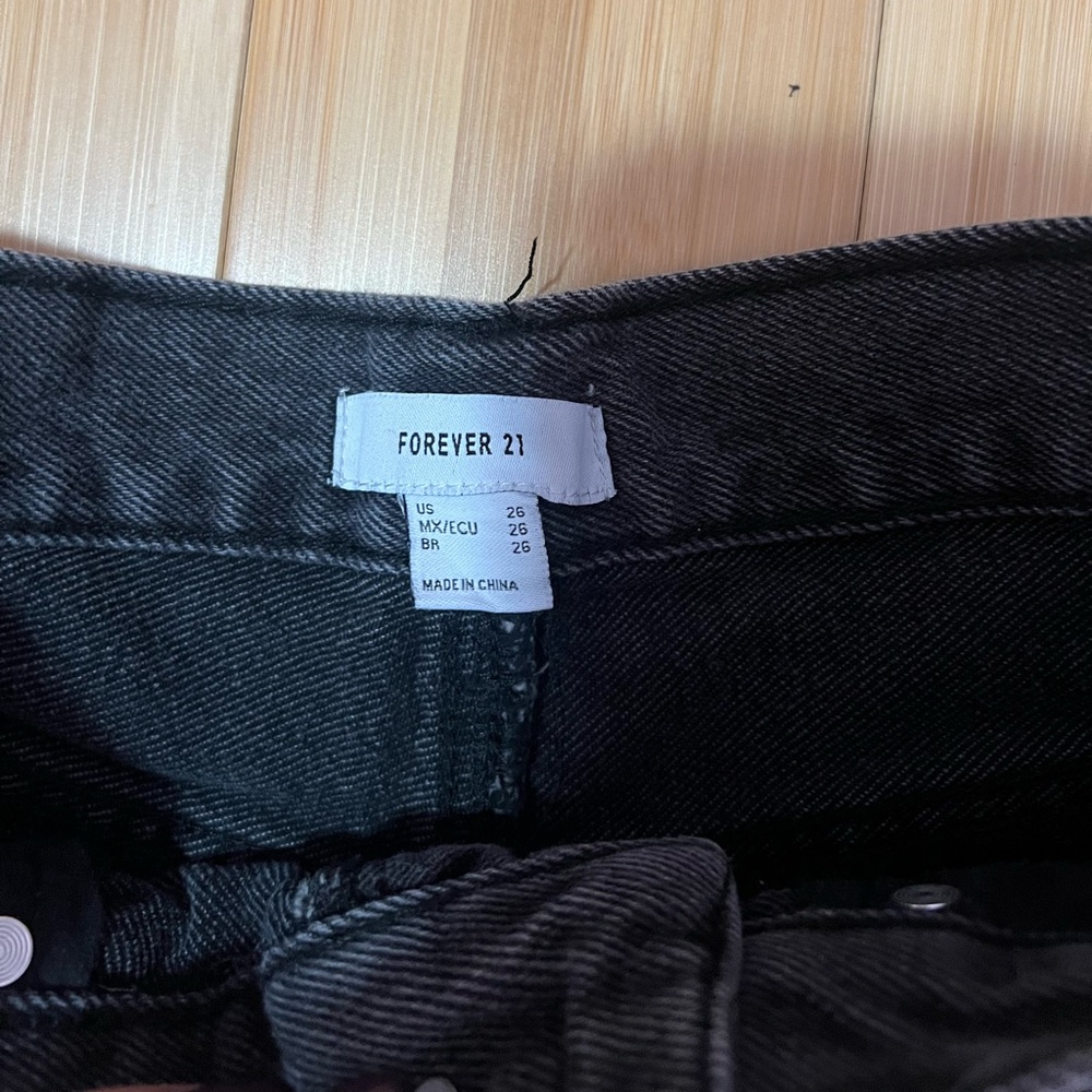 Forever 21 Black Frayed Jean Shorts - Picture 3 of 4